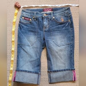 Baby Phat Blue Cropped Jeans with Pink Accents